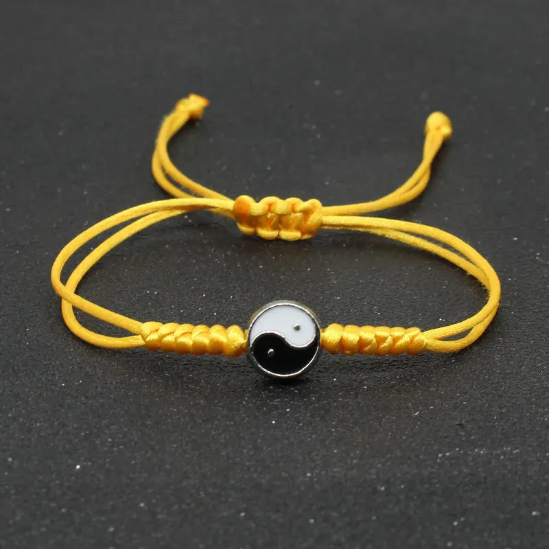 Yin Yang Braided String Bracelet — Adjustable, Multiple Colors