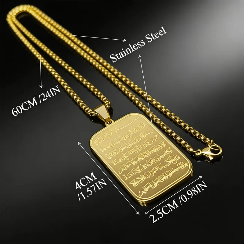 Stainless Steel Islam Religious Muslim Pendant Engraved Necklace for Women & Men Trendy All-match & Exquisite Jewelry