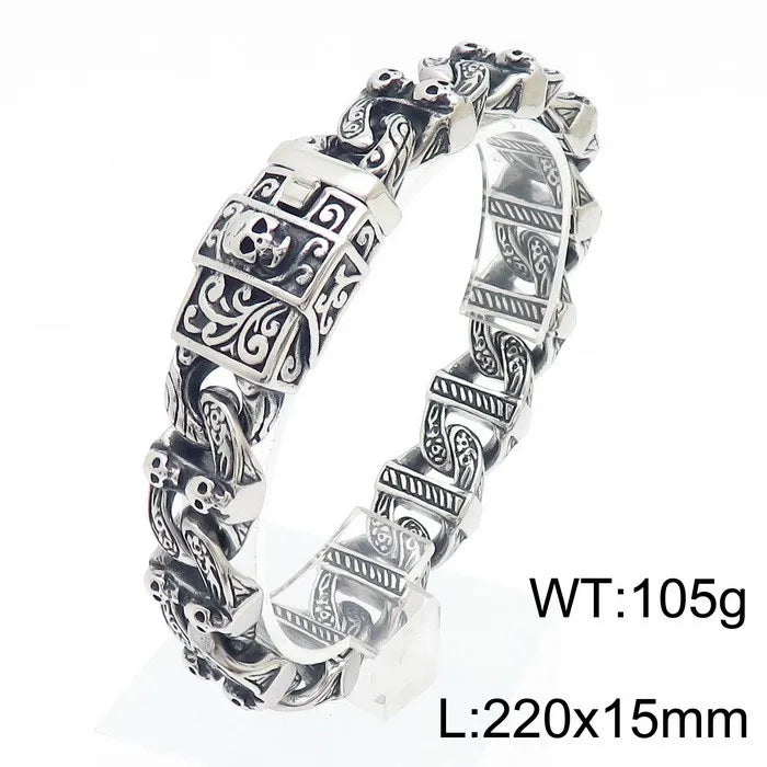 Fongten 22.5cm Bracelet For Men Stainless Steel Cross Cuban Chain Male Bangle Bracelets Brushed Shiny Multiple Color