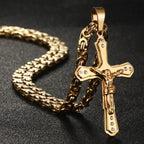 Holy Cross Jesus Crystal Crucifix Necklace — Stainless Steel