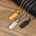 Rectangle Bar Box Chain Pendant — Stainless