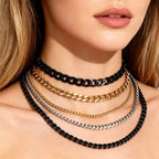 Waterproof Stainless Steel Cuban Link Chain Necklace For Men Goth Punk Accessory Jewelry Black Gold Silver Color
