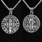 2024 New 316L Stainless Steel Saint Benedict Exorist Reversible Pattern Cross Pendant Necklace Man Women Faith Amulet Jewelry
