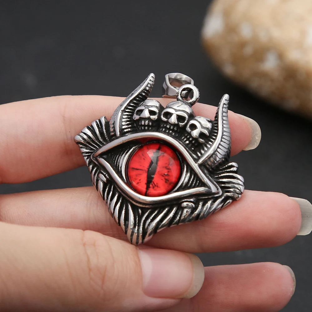 Skull Demon Eye Steel Pendant Vintage