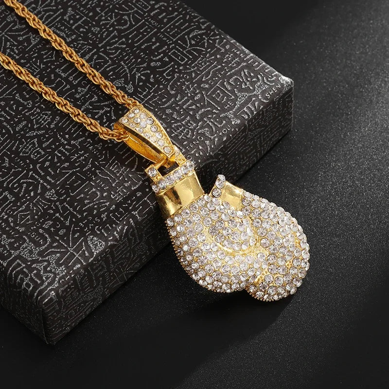 Crystal Pistol Pendant Necklace — Iced Out Two-Tone Street Chain