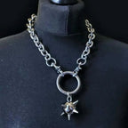 Gothic Spiked Mace Pendant Choker Necklace — Silver-Tone