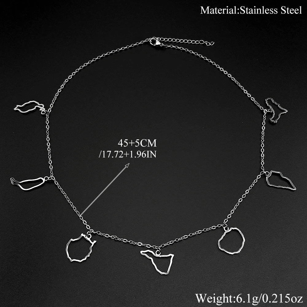 Canary Islands Map Choker Necklace — Stainless Steel