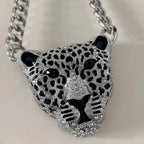 Iced Out Leopard Head Cuban Pendant — Gold