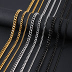 Waterproof Stainless Steel Cuban Link Chain Necklace For Men Goth Punk Accessory Jewelry Black Gold Silver Color