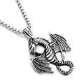Stainless Steel Dragon Pendant Necklace Statement