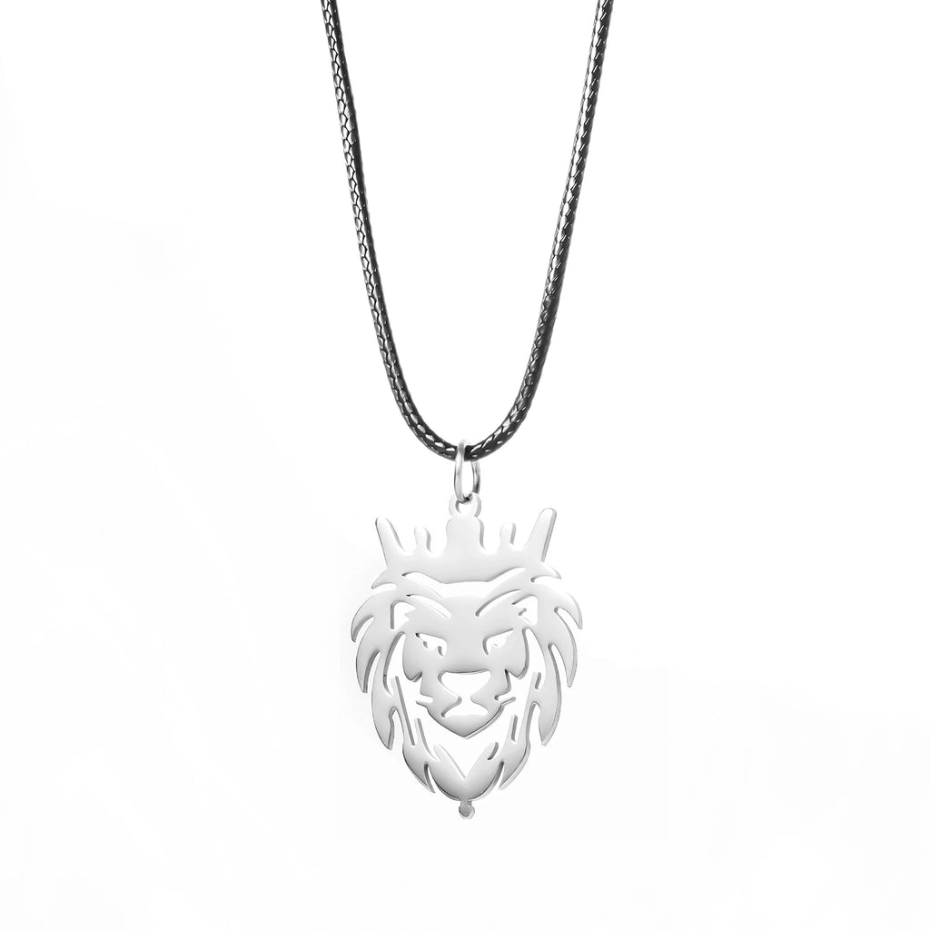 Polishing Stainless Steel Hollow Crown Lion King Pendant Necklace Fashion Cool Rock Party Motorcycle Jewelry for Men