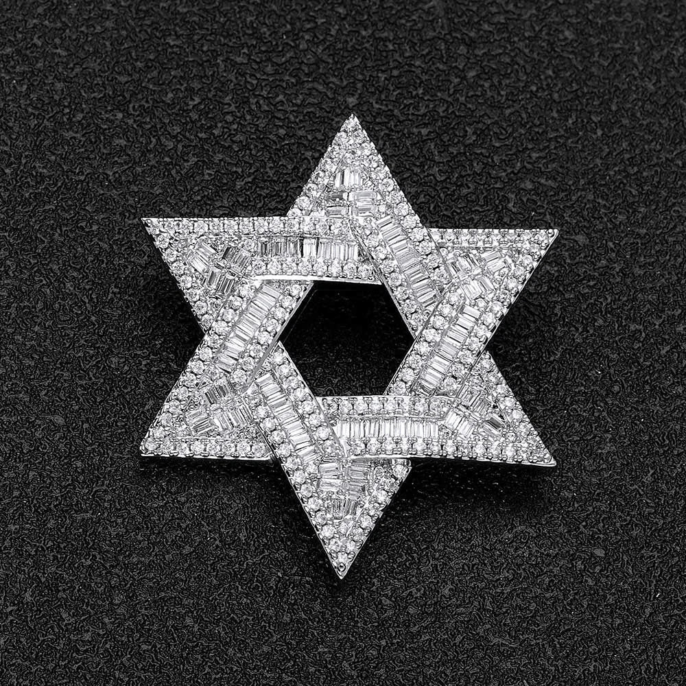 Iced Out Hexagram Pendant Stainless Steel