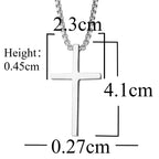 Stainless Steel Cross Necklace for Men Boys,Silver Color Plain Cross Pendant Collar,Hiphop Classic Punk Jewelry Gift