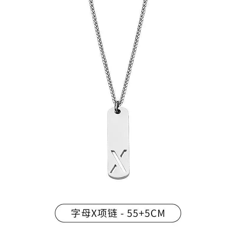 Steel Pendant Letter Rectangle Tags Initial