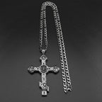 Hiphop Jesus Cross Pendant Necklace For Women Men Stainless Steel Black Retor Vintage Male Christianity Chain Jewelry Gifts