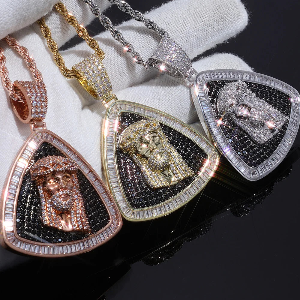 Iced Out Jesus Head Pendant Necklace CZ