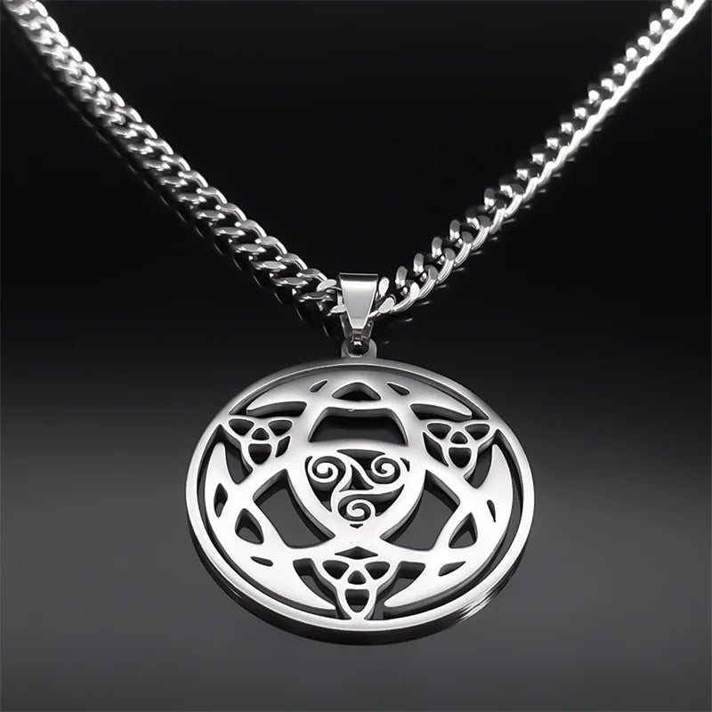 Celtic Trinity Triple Spiral Pendant — Silver