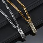 Letdiffery Custom Engraved Eyes Necklaces for Women Men Stainless Sreel Laser Carve Photo Names Square Pendant Jewelry