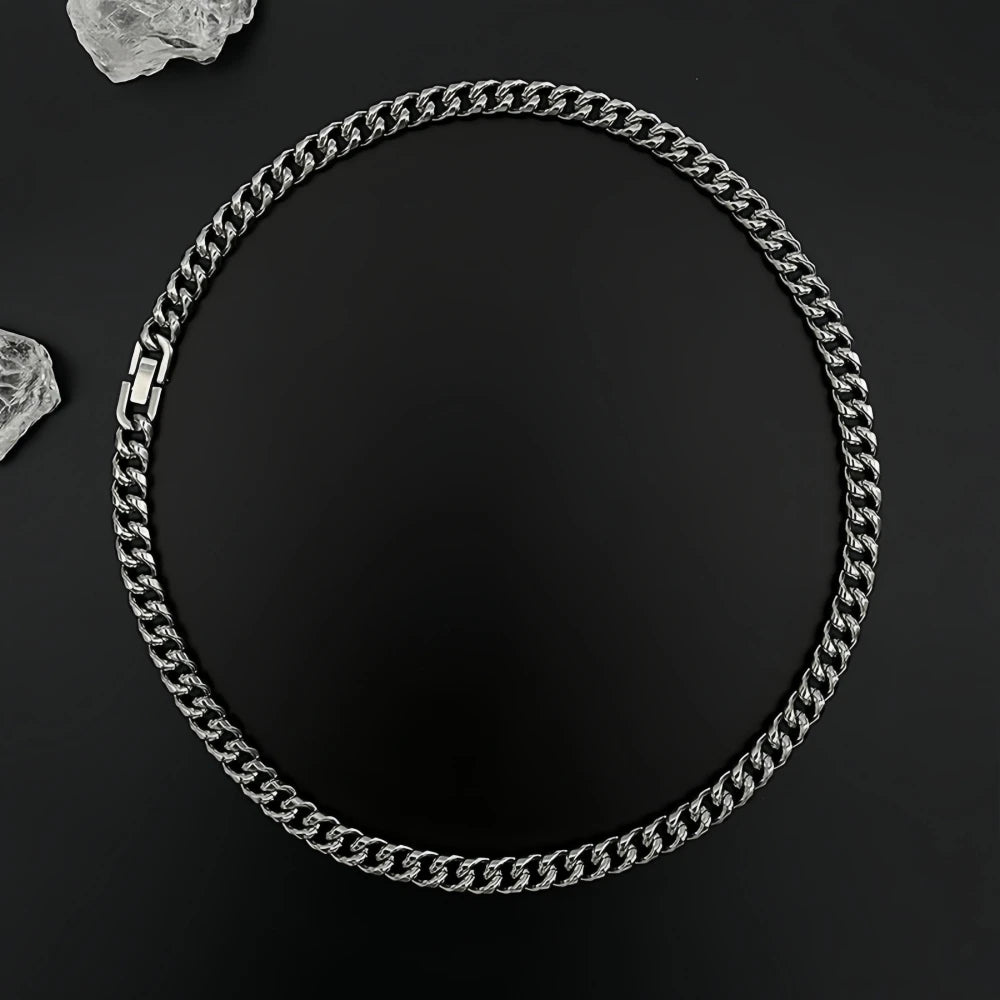 Hip Hop Buckle Cuban Necklace For Man Woman Non Fading Titanium Steel Clavicle Chain Streetwear New Couple Grunge Jewelry Gift