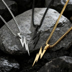 Punk Lightning Pendant Necklace for Men Boys,Waterproof Stainless Steel Pendant Necklace,Hip Hop Trendy Jewelry Gifts