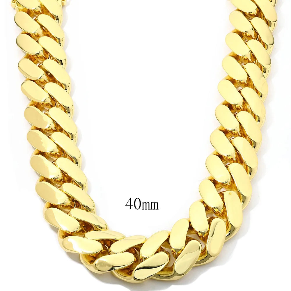 Gold Cuban Chain Necklace 30/40MM Smooth Statement