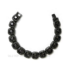 ULJ Hip Hop Shiny Black Cuban Link Chain Bracelets Women Men  Bling Rhinestone Iced Out Punk Wristband Hand Jewelry