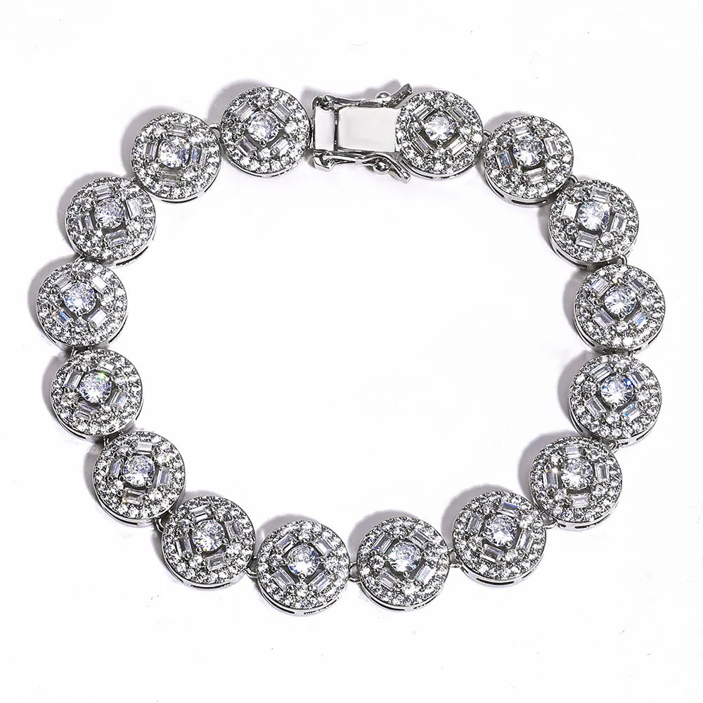 Gold Cuban Bracelet Iced Out Mixed Inlay
