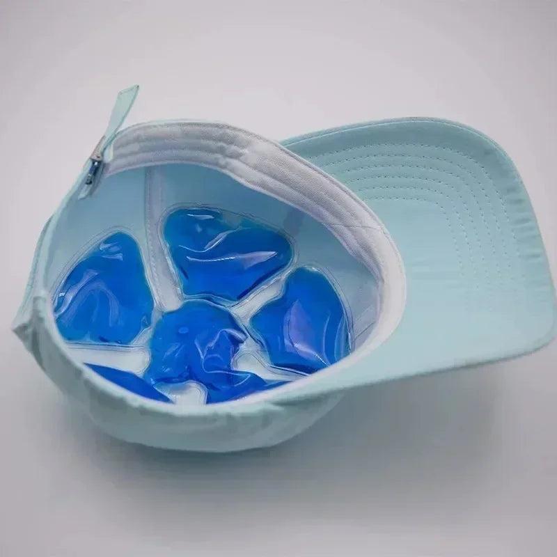 Blue PVC Gel Ice Pack - Adjustable Cooling Pad for Helmets & Hats | Reusable Cold Compress Travel Portable Outdoor