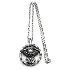 Skull Motorcycle Silver Pendant Heavy Duty Engine