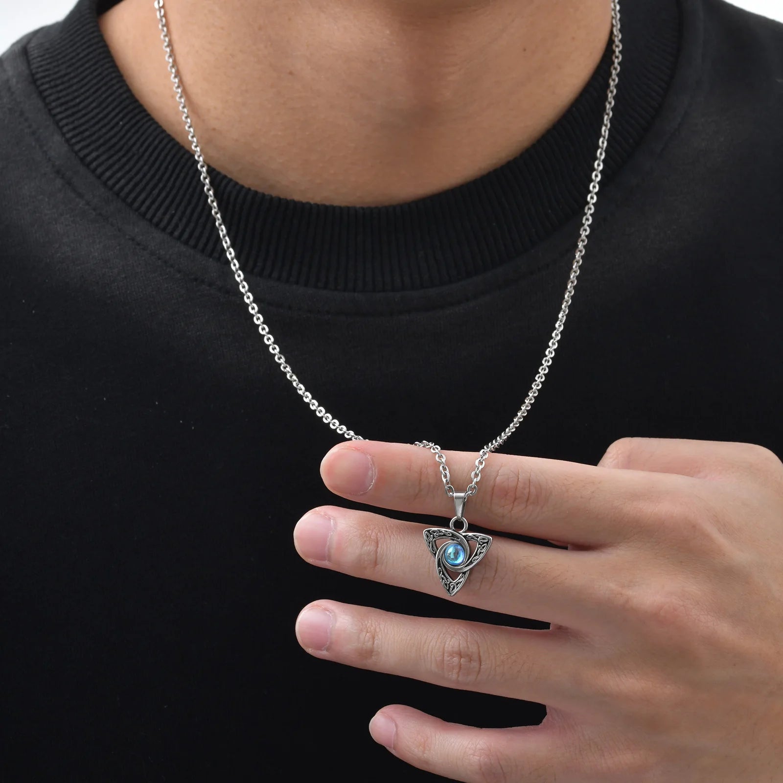 Moonstone Celtic Knot Pendant — Stainless