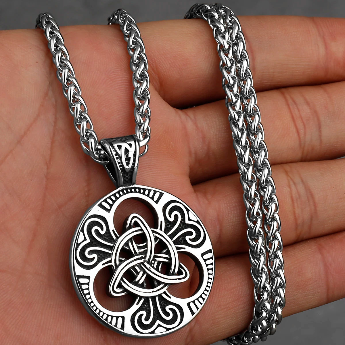 Stainless Steel Vintage Viking Mixed Gold Color Odin Rune Necklace Men Celtic Knot Amulet Pendant Nordic Jewelry as