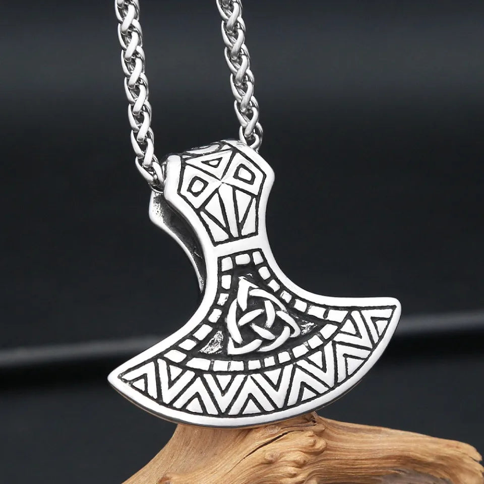 Viking Axe Head Pendant Necklace — Stainless Steel