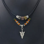 Collana Uomo Artificial Leather Rope Beaded Necklace Men Collier Homme Arrow Pendant Necklace For Men Jewelry Collar