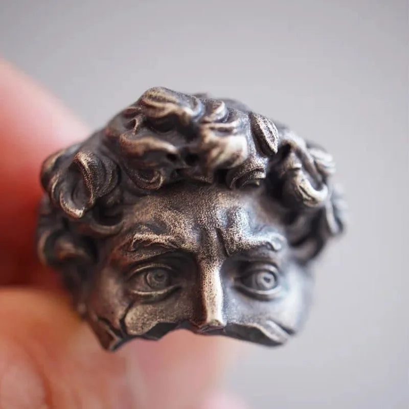 2Pcs Vintage Gothic Steel Skull Mask Rings Design Alloy Finger Rings Set for Men Women New Trend Creative Punk Jewerly Gift