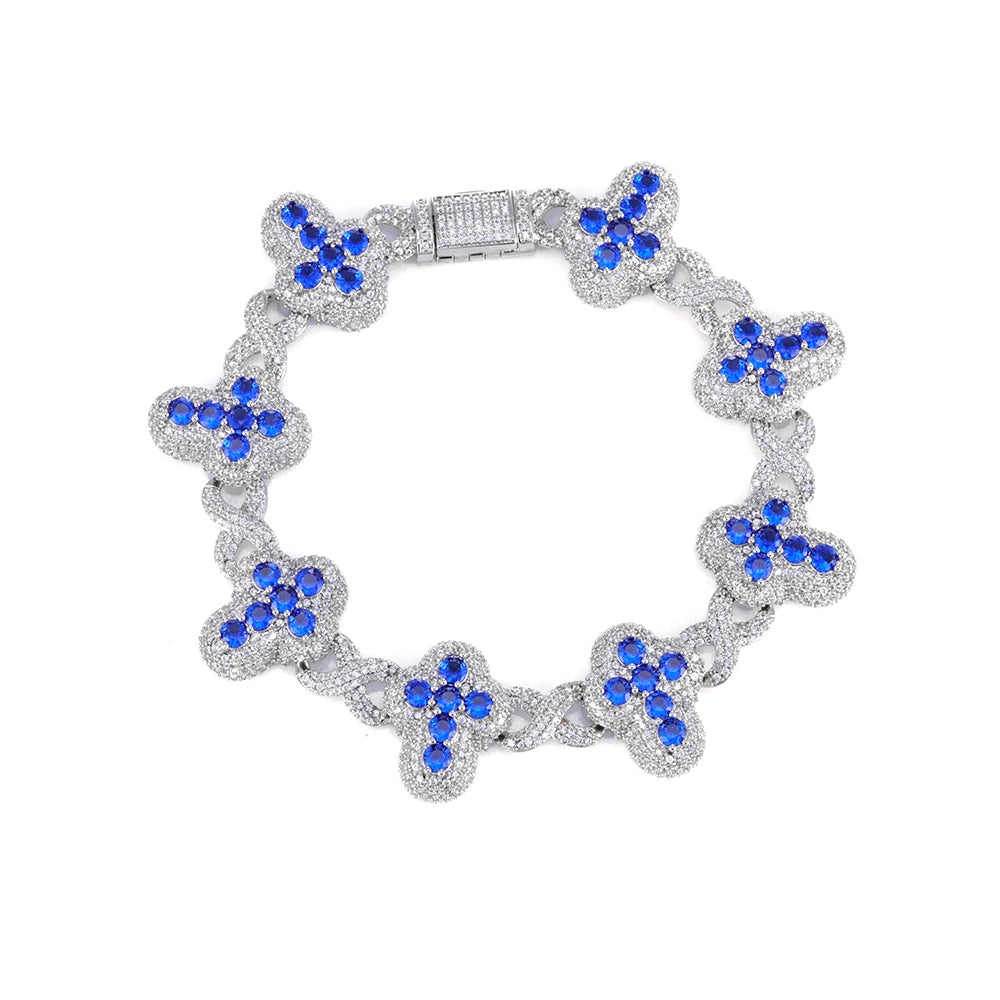 Iced Out Cross Bracelet Stainless Steel 20MM