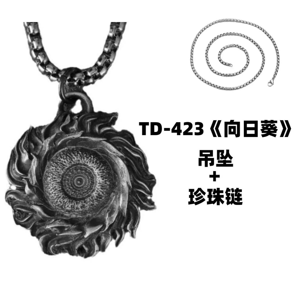 Original Van Gogh sunflower sunflower men's necklace high sense pendant nautical compass retro fashion trend pendant