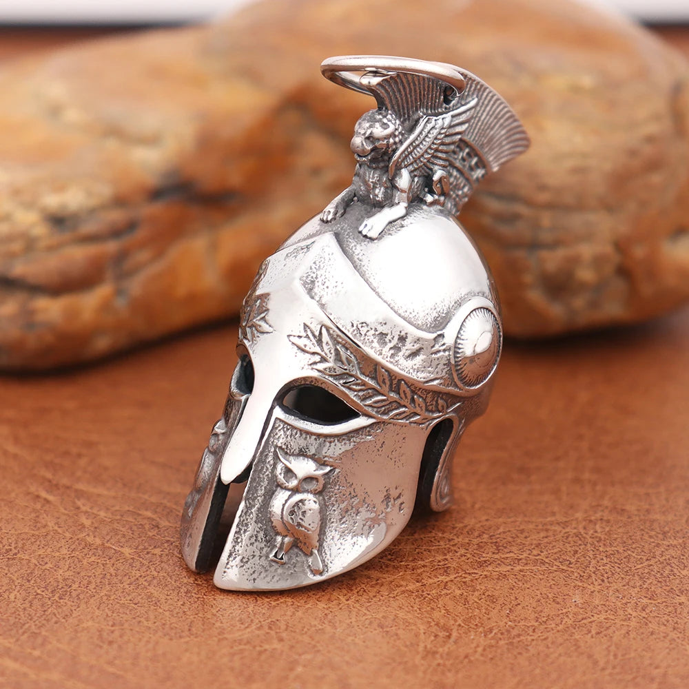 Vintage Viking Odin Bell Pendant Necklaces Stainless Steel Luck Motorcycle Biker Bell Hanger Spartan Roman Mask Helmet Jewelry