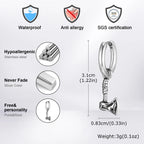 Viking Wolf Axe Hoop Earrings — Stainless Steel