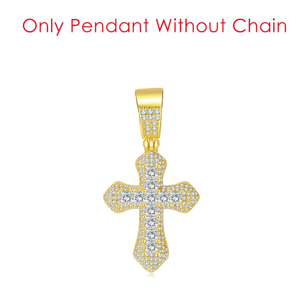 Cross Pendant Rope Chain Necklace Iced Out