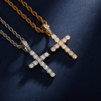 TOPGRILLZ Hot Sale Moissanite Cross Pendant 3mm 4mm 925 Sterling Silver Pendant D Color Moissanite Pendant Pass Diamond