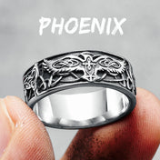 Phoenix Totem Auspicious Stainless Steel Ring Amulet