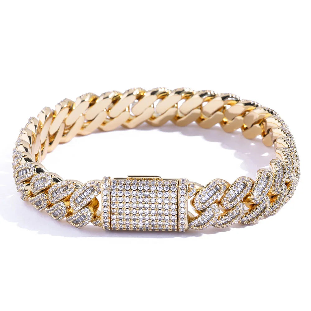 Iced Out Cuban Chain Necklace Stainless Steel 12MM