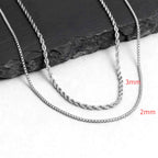 Two-Tone Twisted Rope Chain Necklace — Stainless Steel