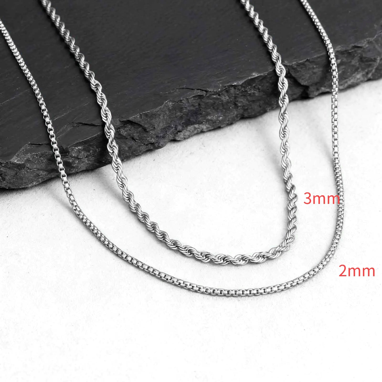 Two-Tone Twisted Rope Chain Necklace — Stainless Steel