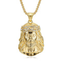 Stainless Steel Titanium Hip Hop God Jesus Human Head Luxury Gold Plated Pendant Collar Chains Necklace for Men Women