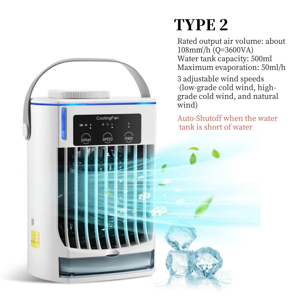Small Space Air Conditioning for Home Rechargeable Portable Summer Desktop Air Cooler Spray Fan Moist Clean Air for