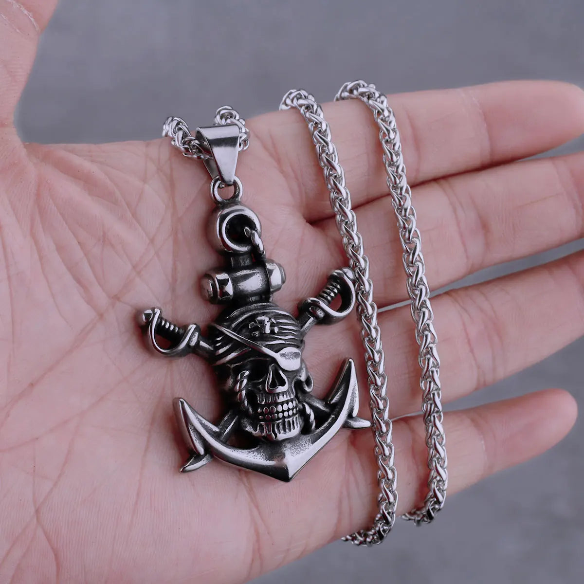 Neo-Gothic Skull Pendant Necklace — Stainless Steel
