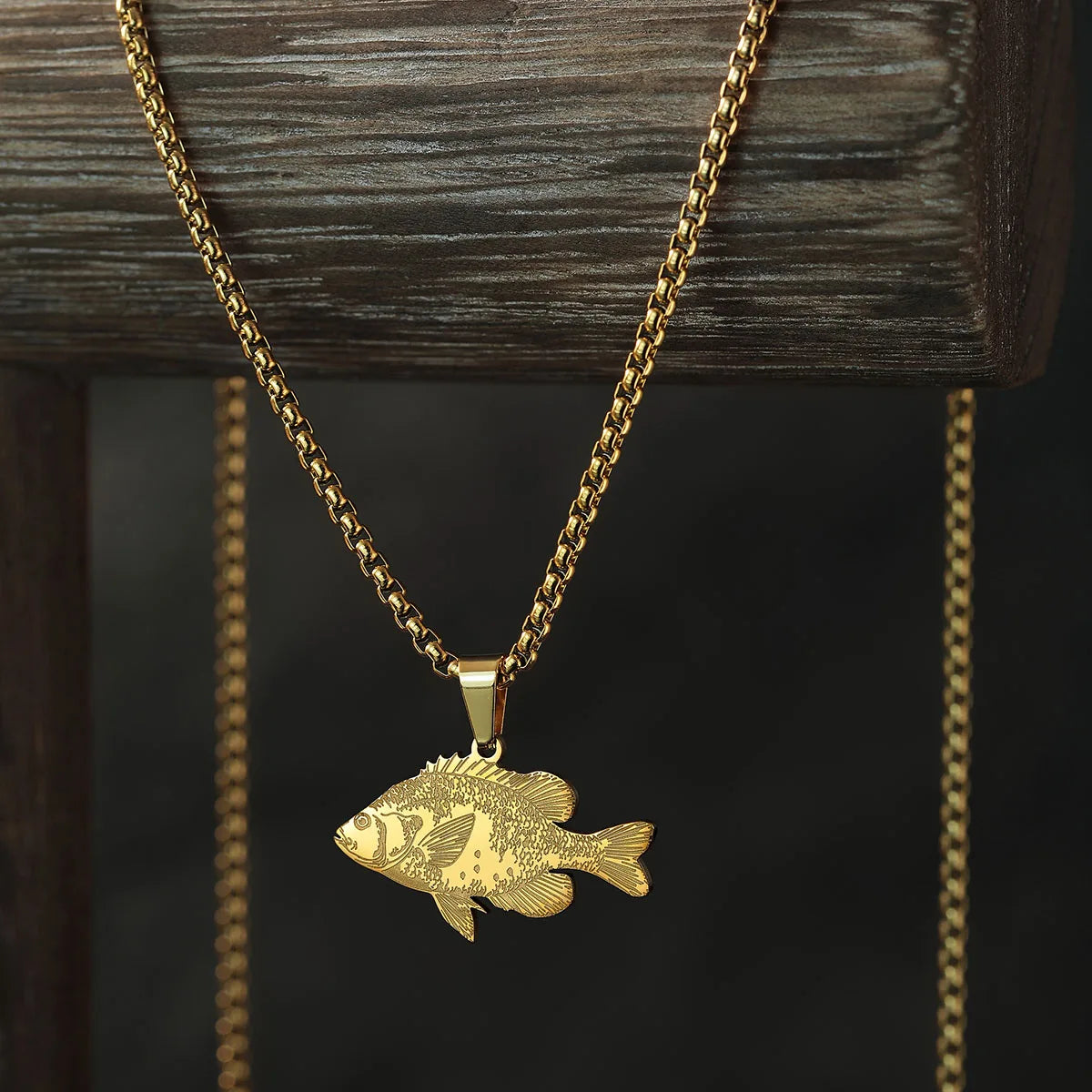 Kinitial Fish Pendant Necklace Women Girls Stainless Steel Chain Choker Trendy Sea Animal Sunfish Jewelry Birthday Gift