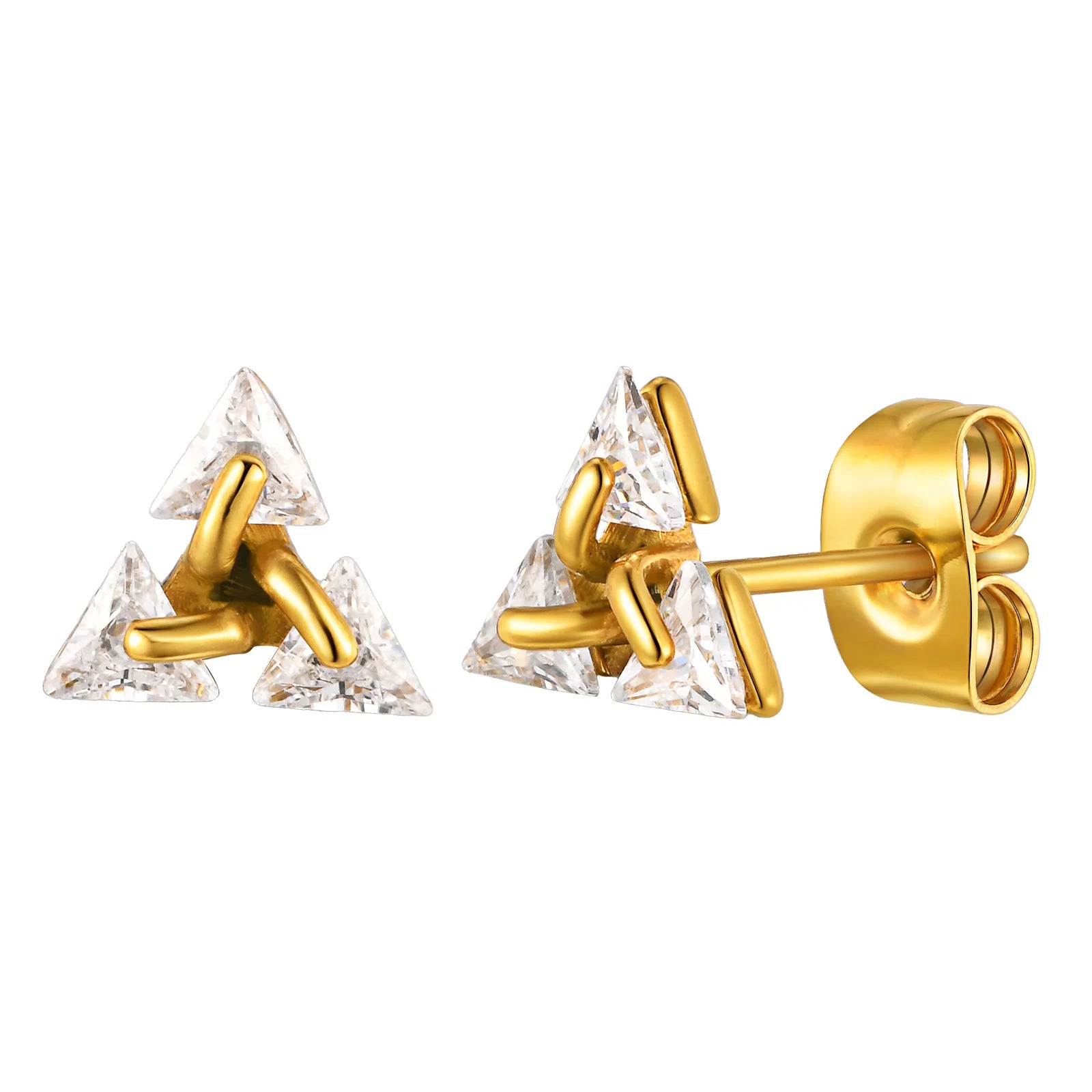 Minimal Triangle Zircon Stud Earrings — SS