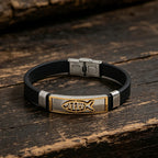 Jesus Cross Silicone Bracelet — Stainless Steel
